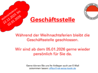 Öffnungszeiten während der Weihnachtsferien